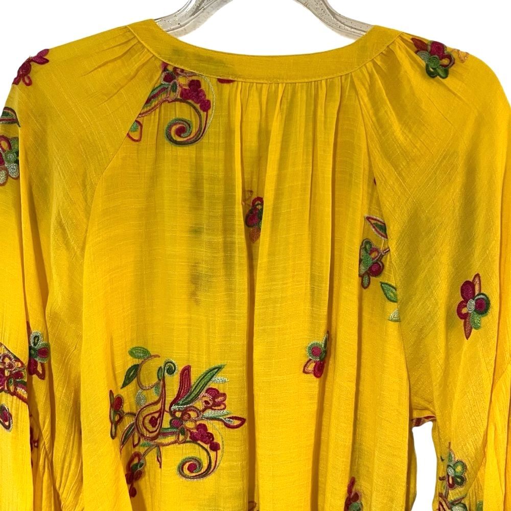 fig & flower Womens Embroidered Floral Peasant Top Sz L Boho Loose Flowy - Picture 5 of 10
